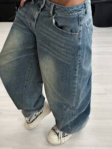 StreetHx Modische lässige Retro Street Style dekonstrierte Jeans mit mittlerer Taille und Destroyed-Effekt