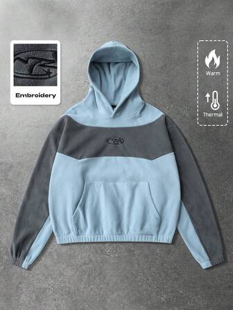 Street Life Sudadera con capucha unisex, forro térmico, diseño de patchwork, otoño/invierno