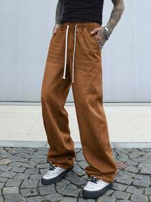 Manfinity Homme 男士纯色休闲系带牛仔裤