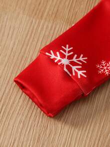 2件套男婴圣诞老人雪花印花修身长袖上衣和裤子睡衣套装，休闲舒适家居服 - 紅色 - 查看 4