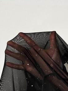 BamGleam 亮片网纱钢骨长袖女式连衣裙，秋冬款 - 黑色 - 查看 8