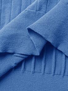 Manfinity Homme 男士纯色长袖单排扣休闲针织开衫，秋冬季 - 水鴨藍 - 查看 7