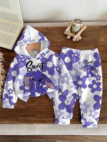 Bộ quần áo len chui đầu in hình thỏ xanh hoạt hình dễ thương thoải mái cho bé gái, phù hợp cho mùa thu/đông - Nhiều màu - Xem 7