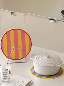 Joivida 茶杯马克杯，圆形杯垫，条纹彩色图案，餐厅桌面装饰品，采用优质皮革材料制成，用于节日装饰，耐热保护，适合家庭使用 - 杯墊 - 查看 3