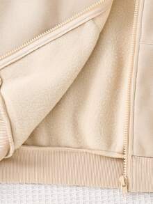 HELLO KITTY AND FRIENDS | SHEIN Tween Girl Casual Versatile Comfortable Cat Printed Loose Fit Long Sleeve Knit Hooded Sweatshirt - Khaki - View 7