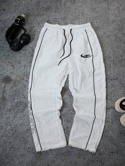 Sport MetroGents Pantalon de sport à taille élastique avec broderie de lettres, pour homme, pour un usage quotidien et décontracté