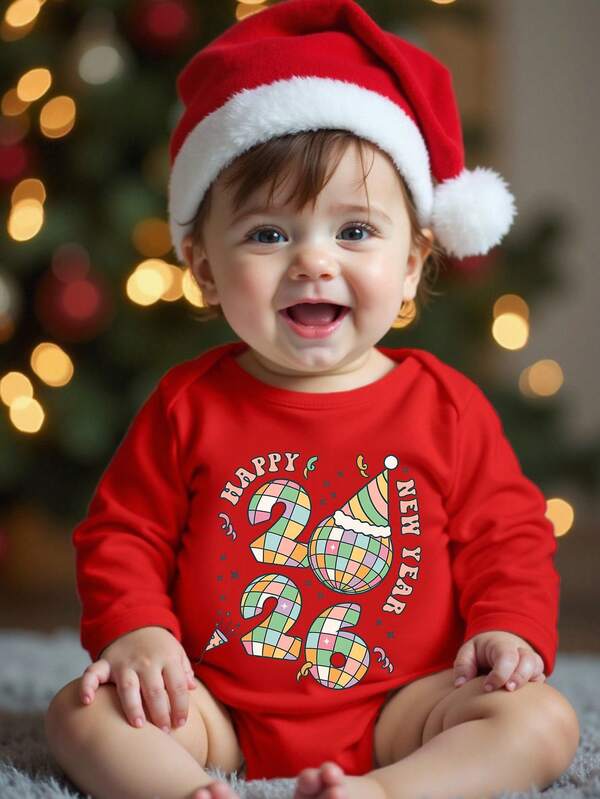 SHEIN Tutina casual di moda per bambino maschio, con motivo natalizio e per il nuovo anno 2026, manica lunga, comoda, adatta per autunno/inverno/primavera. Leggera e confortevole, ideale per l'autunno/inverno, outfit casual di moda, adatta per il ritorno a scuola, raduni, picnic all'aperto, fotografia di strada, vacanze e regali