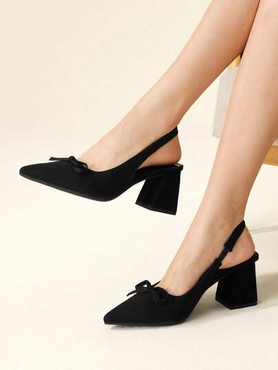 CUCCOO BASICS Zapatos de tacón grueso con punta puntiaguda y correa de tela para mujer, adecuados para citas, fiestas y vacaciones