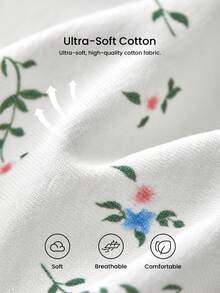 LUVLETTE 3-Pack Soft Cotton Basic Floral Print Lace Trim Mid-Waist Underwear Briefs