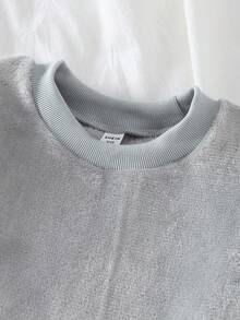 Genkimix Kids Girls' Solid Color Fleece Top & Leopard Print Fleece Thick & Comfortable Long Sleeve Pants Set, Loungewear For Autumn/Winter - Multicolor - View 7