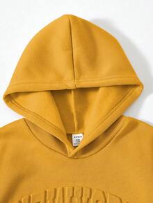 Mirajuku 2件套男童休闲连帽运动衫和运动裤针织套装，秋冬 - 黃色 - 查看 5