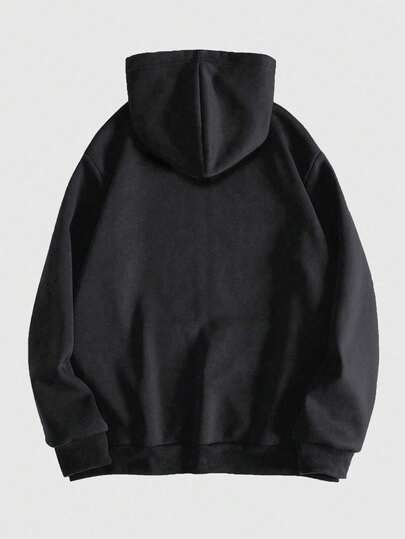 Grunge Punk Sudadera con capucha con cremallera y estampado de calavera y letras para hombres, para la escuela, otoño/invierno