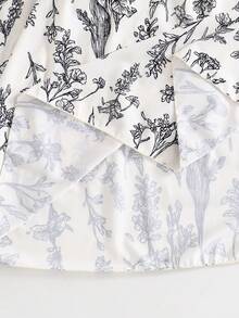 SHEIN 少女珍珠泡泡袖碎花连衣裙 - 黑色 - 查看 3