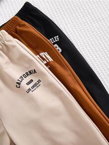 Cozy Pixies 3条装男婴字母印花柔软弹力腰罗纹裤，加厚保暖内衬冬季长裤 - 彩色 - 查看 6