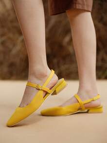 CUCCOO BASICS Zapatos planos de mujer de unicolor, casuales, suaves, cómodos y versátiles - Amarillo - Ver 6
