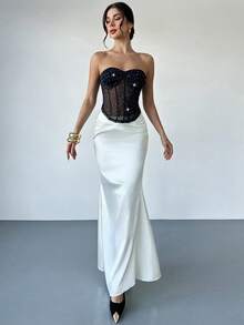 Firerie 女士优雅派对时尚银箔亮片镶钻修身鱼骨露脐上衣，适合秋季、夜间外出、派对、约会、乡村、返校节、休闲、感恩节、新年等场合。 - 黑色 - 查看 9