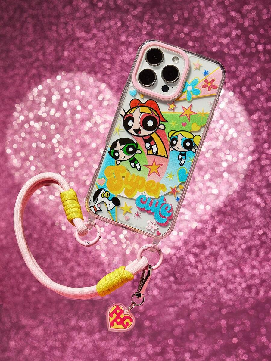 THE POWERPUFF GIRLS X SHEIN Casing Ponsel Transparan dengan Desain Cetak Pelindung, Dilengkapi Tali Gantungan Ponsel, Kompatibel dengan iPhone 11-17, 17 Pro, 17 Pro Max, Ide Hadiah - MultiWarna - View 1
