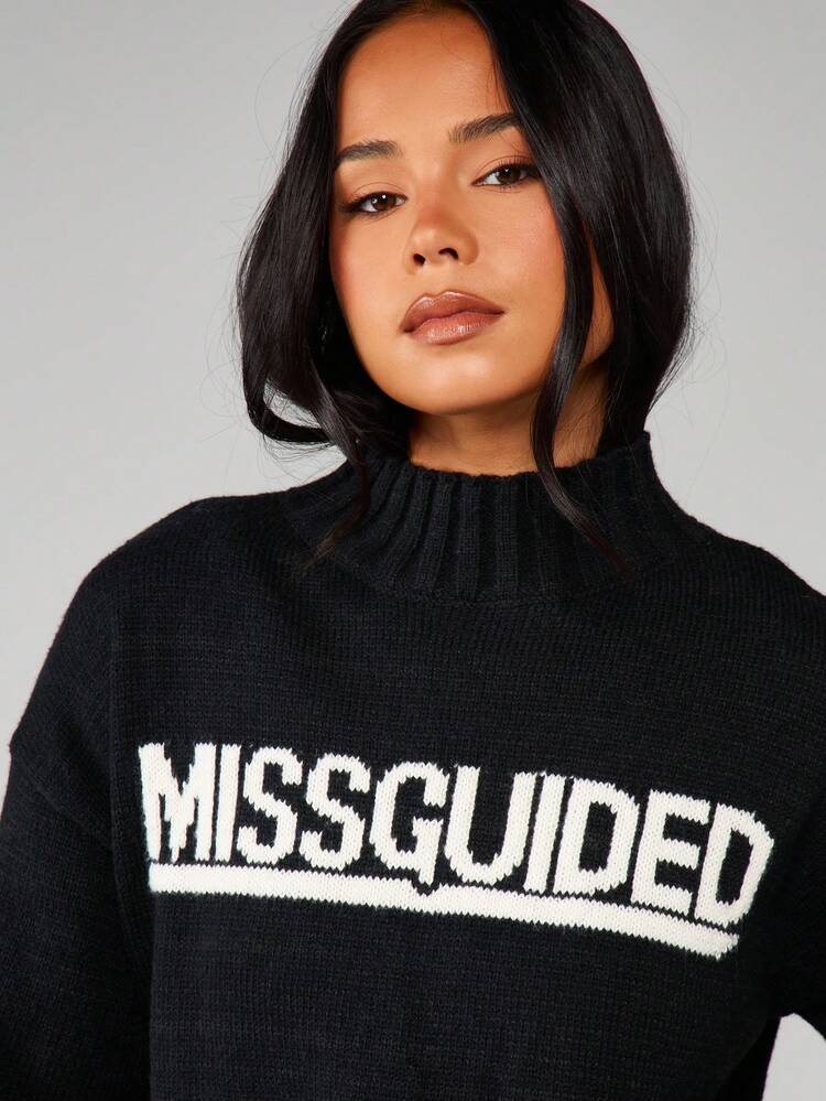 MISSGUIDED Maglione a collo alto in maglia grossa con righe