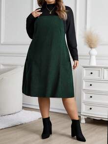 SHEIN CURVE+ 大码休闲豹纹口袋背带裙/秋冬 - 彩色 - 查看 6