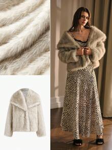 MOTF PREMIUM WATERFALL COLLAR FAUX FUR COAT - Grey - View 11