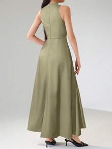 Heiryn 女士通勤休闲雨伞印花长裙 - 綠色 - 查看 6