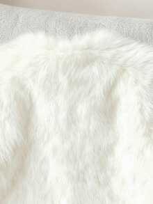 少女休闲日常通勤简约纯色人造毛皮背心，秋冬季 - 白色 - 查看 3