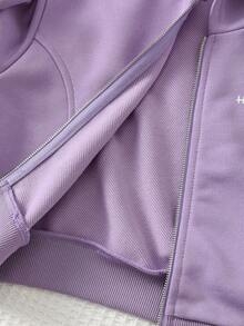 HELLO KITTY AND FRIENDS | SHEIN 女童卡通图案宽松连帽卫衣和运动裤套装 - 淡紫色 - 查看 7