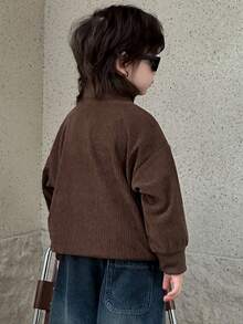 Dazy Kids 幼儿男童宽松豹纹领运动衫，休闲秋季 - 棕色 - 查看 8