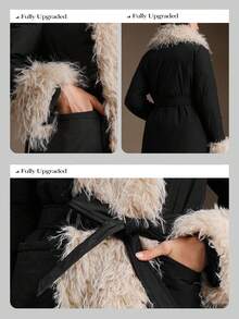 Anewsta Black Padded Coat With Faux Fur Trim, Autumn/Winter