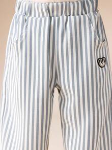 SUMWON 条纹套穿松紧腰裤，舒适休闲儿童裤，适合日常穿着、学校和操场穿着。 - 黑色 - 查看 5