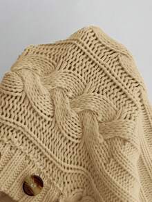 Elamini كنزة صوفية كاجوال قابلة للاستخدام متعددة الأغراض بتصميم ملفوف مزودة بسحاب نصفي - كاكي - مشاهدة 6