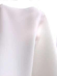 少女优雅温柔黑白拼接长袖翻领珍珠纽扣装饰休闲衬衫 - 白色 - 查看 7