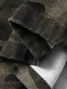 DAZY 女士宽松迷彩印花口袋休闲阔腿牛仔裤