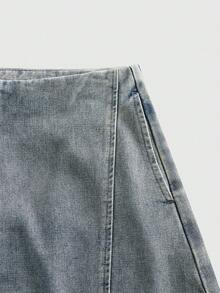 ROMWE MEN Street Life Men's Relaxed Fit Wide Leg Casual Jeans - Light Wash - View 5