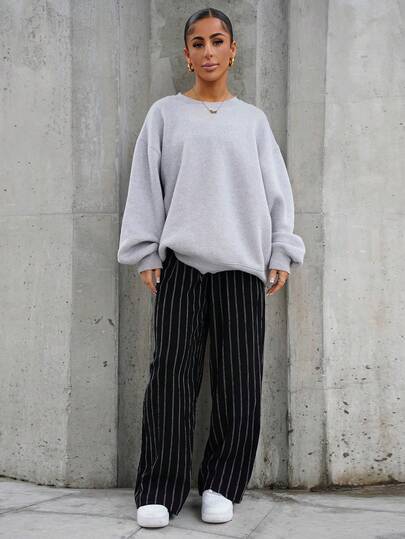 SAYEHFBABY 女士休闲通勤条纹阔腿裤