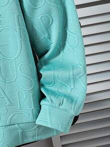 SHEIN 青少年男童纯色落肩长袖宽松休闲卫衣 - 墨綠色 - 查看 3