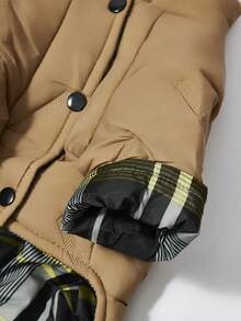 PETSIN 柔软加厚宠物连体衣 – 可爱的四脚抓绒睡衣，适合小型犬猫，秋冬季舒适玩耍和放松的服装 - 棕色 - 查看 7