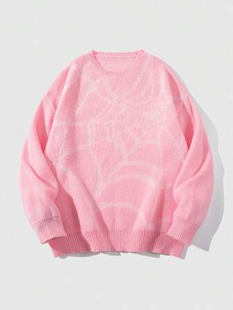 Goth Pull décontracté pour hommes avec motif toile d'araignée, automne/hiver