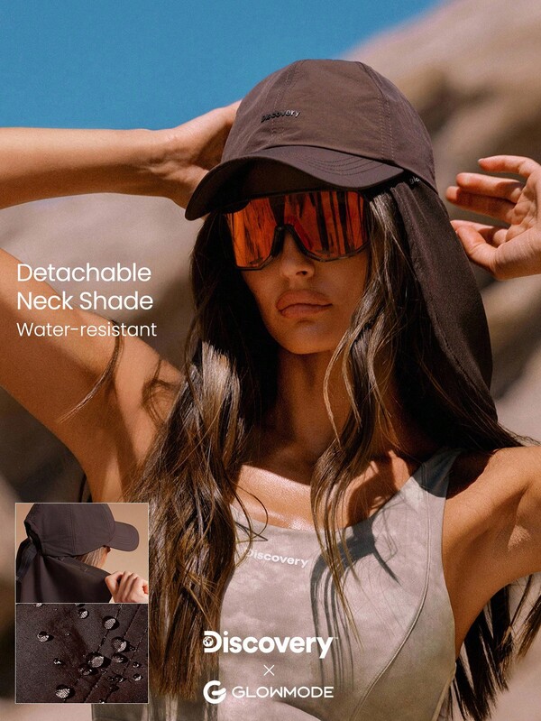 GLOWMODE X Discovery Sunny Sidekick Sweat-Wicking Waterproof Reflective Side Panels Adjustable Back Straps Detachable Neck Shade Sun Protection Shield Cross Cap Hat Hiking Outdoor Running Workout Active