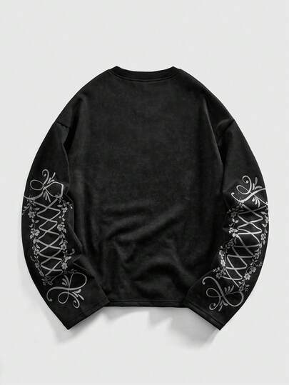 Street Life Sweat-shirt-shirt à motif sombre pour homme