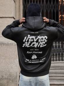 GALLERY FADE Sudadera con capucha casual con bolsillo y cordón, con gráfico de eslogan, para hombre, otoño