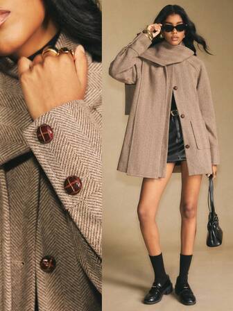 Poéselle Dam enfärgad minimalistisk casual långärmad vanlig jacka