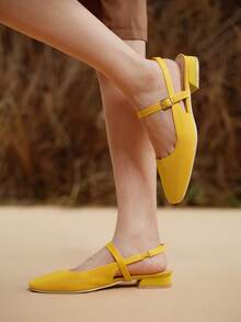 CUCCOO BASICS Zapatos planos de mujer de unicolor, casuales, suaves, cómodos y versátiles - Amarillo - Ver 3