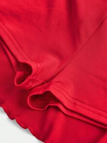 SHEIN Girlism Váy suông hở eo rút dây trơn màu thời trang dạo phố cho bé gái tuổi teen - Đỏ - Xem 6