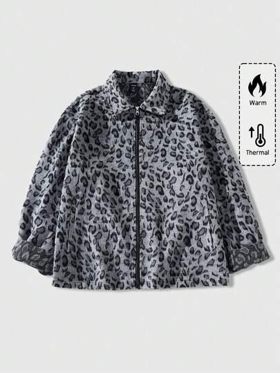 Street Life Men's Animal Print Leopard Pattern Jacket, Suitable For Everyday Wear In Autumn/Winter