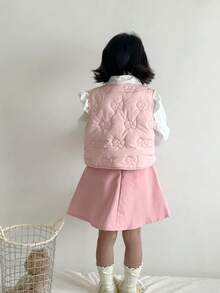 SHEIN 3pcs/Set Young Girls Autumn/Winter New 2025 Outfit, Collar Ruffle Flutter Sleeve Elastic Cuff Cardigan, Bow Vest, Pink Pleated Skirt, Sweet & Fashionable Versatile 3-Piece Set - Multicolor - View 2