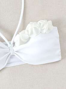 Swim Chiccia 1 Bộ bikini buộc dây màu trơn và quần tam giác - trắng - Xem 5