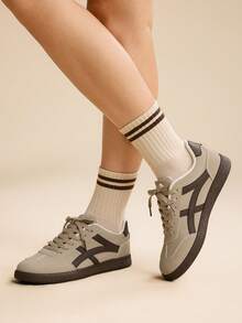 CUCCOO EASI Women's Soft & Comfortable Casual Lace-Up Sneakers, Suitable For All Seasons, Spring/Summer For Christmas - Beige - View 9