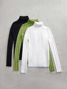 SHEIN LUNE 3pcs/Set Women's All-Match Classic Versatile Pullover Warm Casual Sweaters, Autumn/Winter,Fall,Fall For Women,Winter For Women - Green - View 3