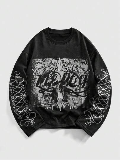 Street Life Sweat-shirt-shirt à motif sombre pour homme